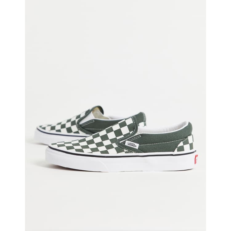 Green checkered slip on on sale vans