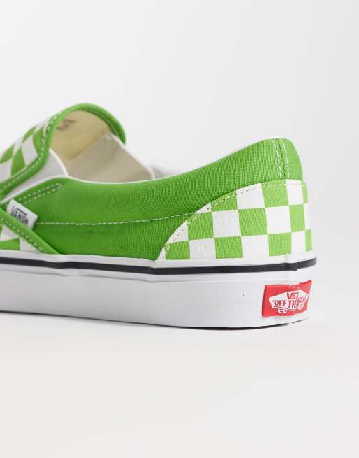Vans Slip-On checkerboard sneakers in green and white, 3 of 5