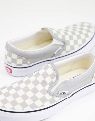 silver checkered vans