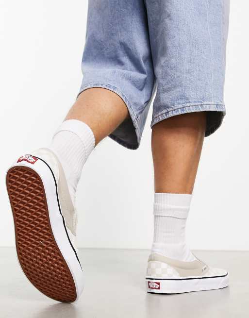 Vans Slip On checkerboard trainers in beige ASOS