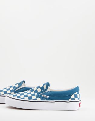 checkered vans slip ons blue