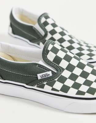 dark green and white checkered vans