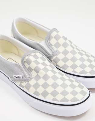 vans grey checkered slip on