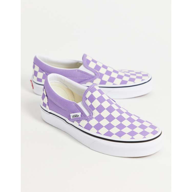 Pastel purple checkered store vans