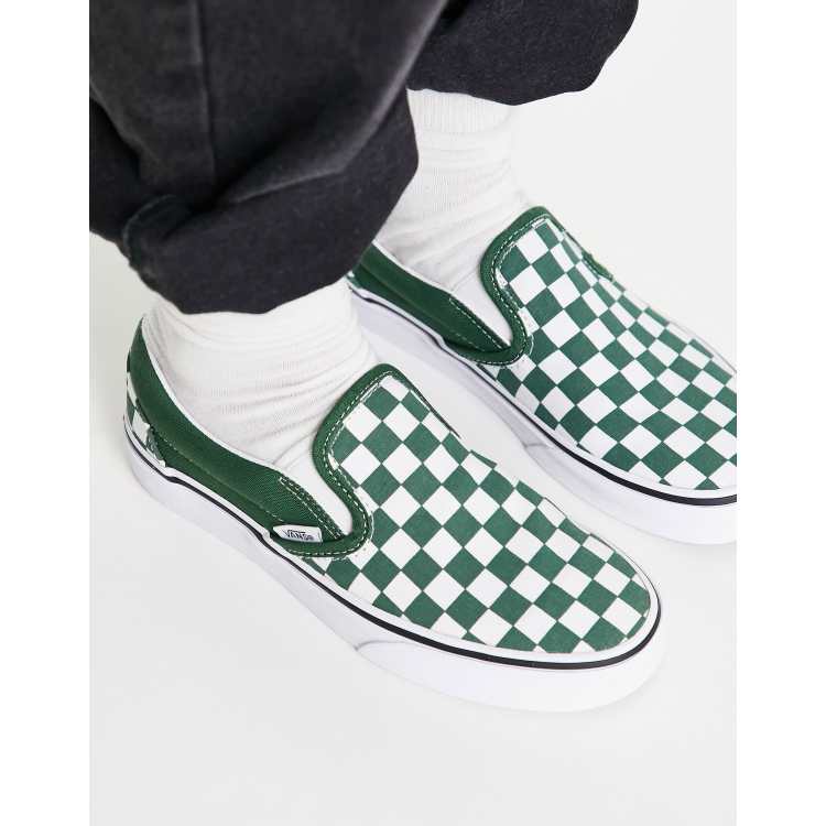 Vans Slip-On Classic Checkerboard Trainers In Green | Asos