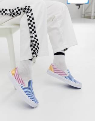 vans slip on color block stripe sneakers