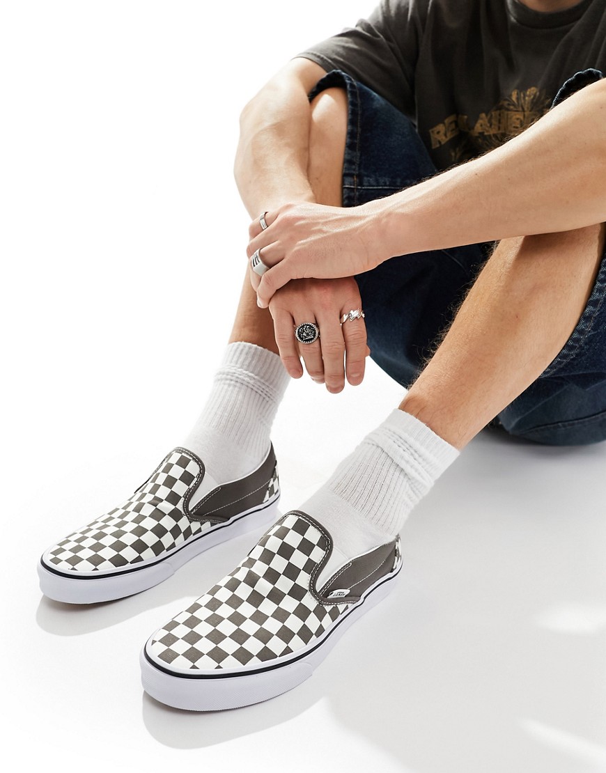 Shop Vans Slip On Color Theory Sneakers In Checkerboard Gray