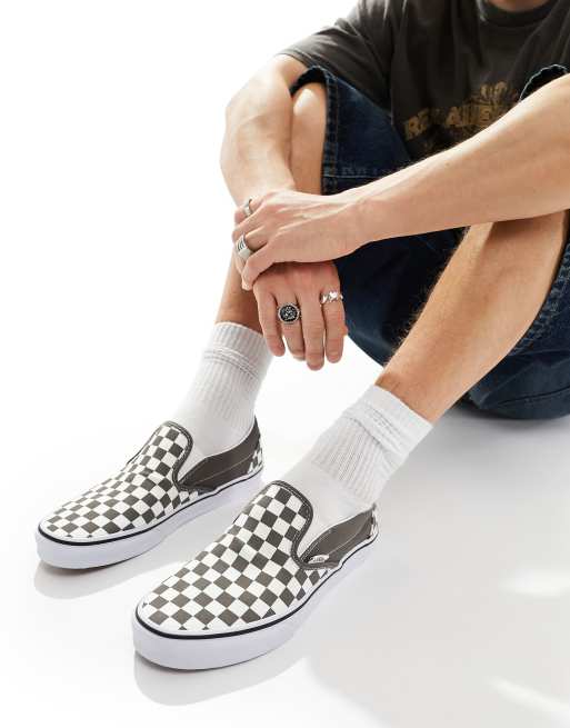Grey and white check vans best sale