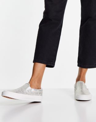 Silver vans hot sale slip on