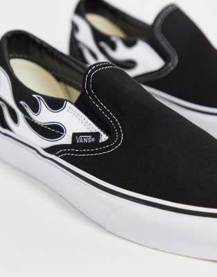 black flame vans slip on