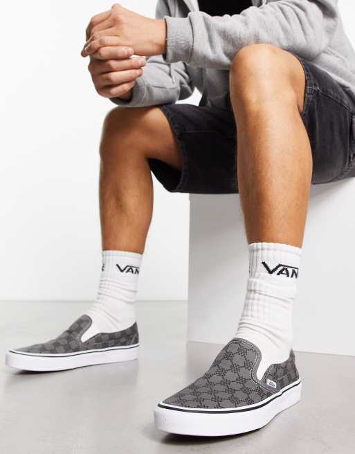 Lagere school Pathologisch Tijdig Vans - Slip-On - Instappers met monogramprint in grijs | ASOS