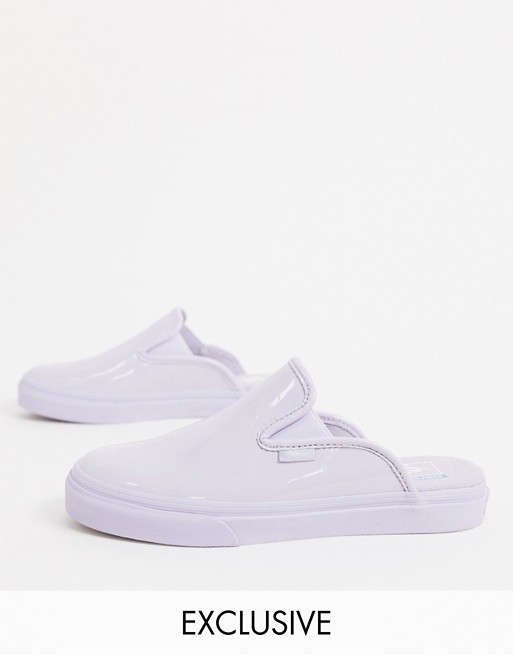 Vans Slip-On patent mule trainers in lilac Exclusive at ASOS