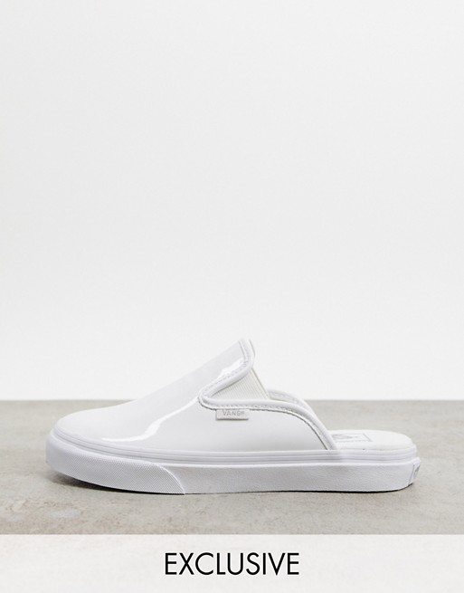 Vans Slip-On patent mule trainers in white Exclusive at ASOS