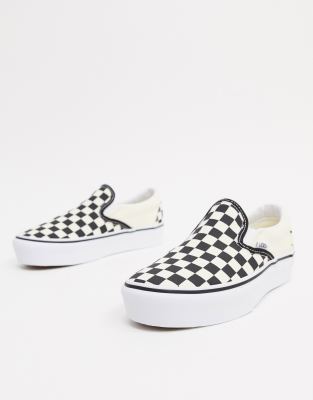 vans slip on platform checkerboard trainers in white