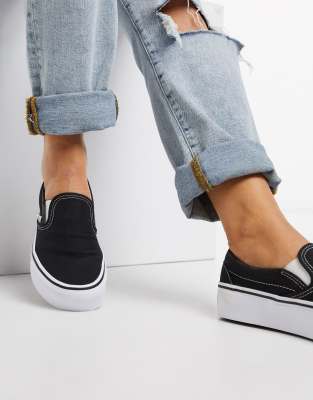 vans slip on platform black