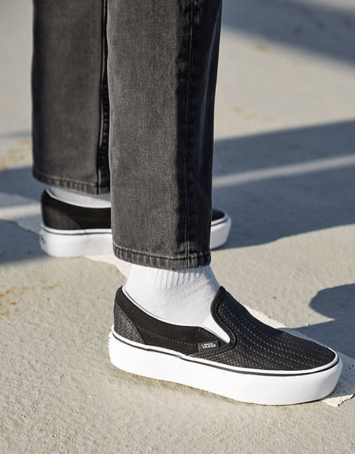 editorial tugurio A fondo Vans Slip-On Platform suede emboss sneakers in black | ASOS