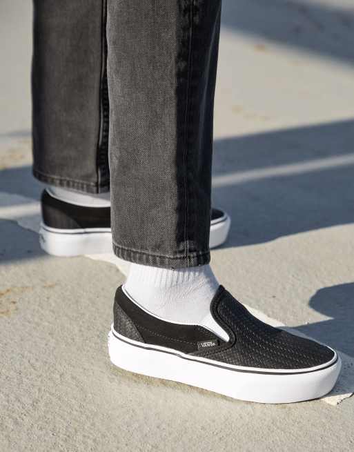 Black suede 2025 vans slip on