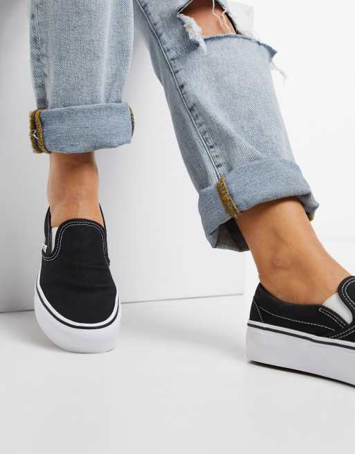 Black vans slip on platform on sale