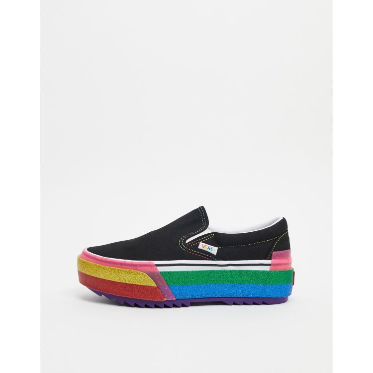 Pink vans rainbow discount bottom