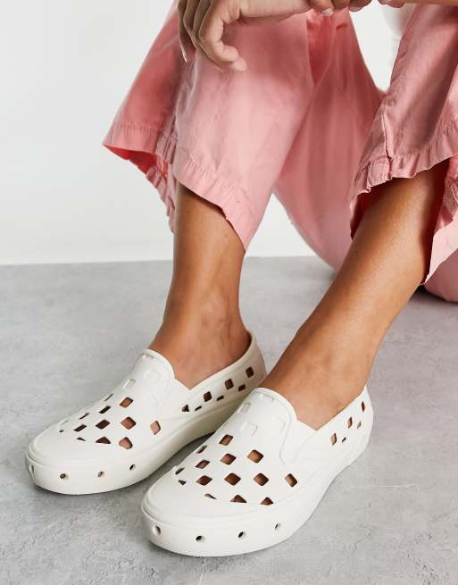 Vans Slip-On rubber checkerboard slippers in white ASOS