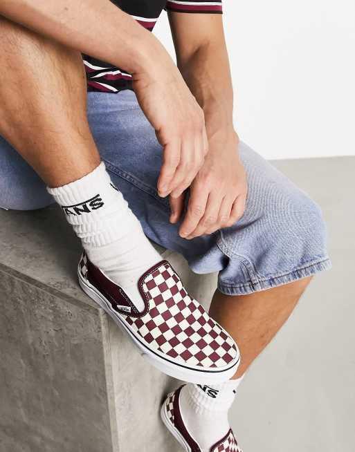 Burgundy slip on vans hotsell