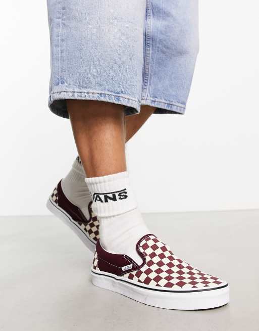 Maroon on sale vans checkered