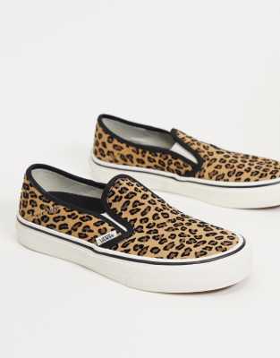 leopard slip on sneakers vans