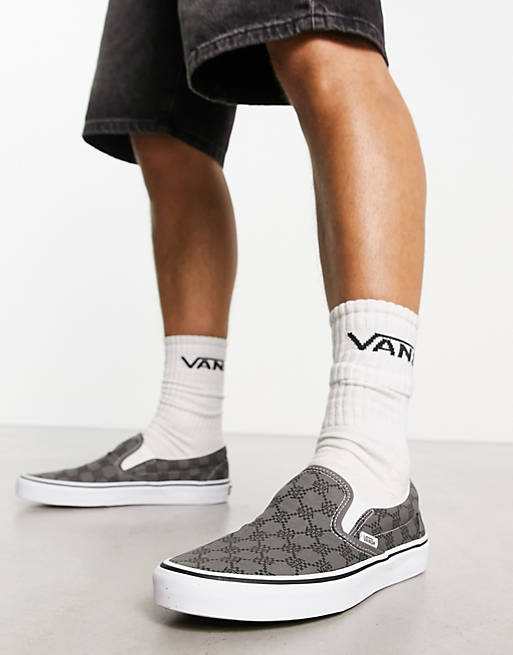 Vans Slip-On Sneakers In Monogram Grey | Asos