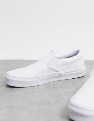 vans faux leather slip ons