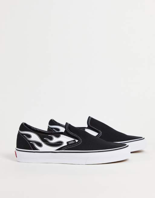 Vans - Slip-on-sneakers med flammeprint i sort