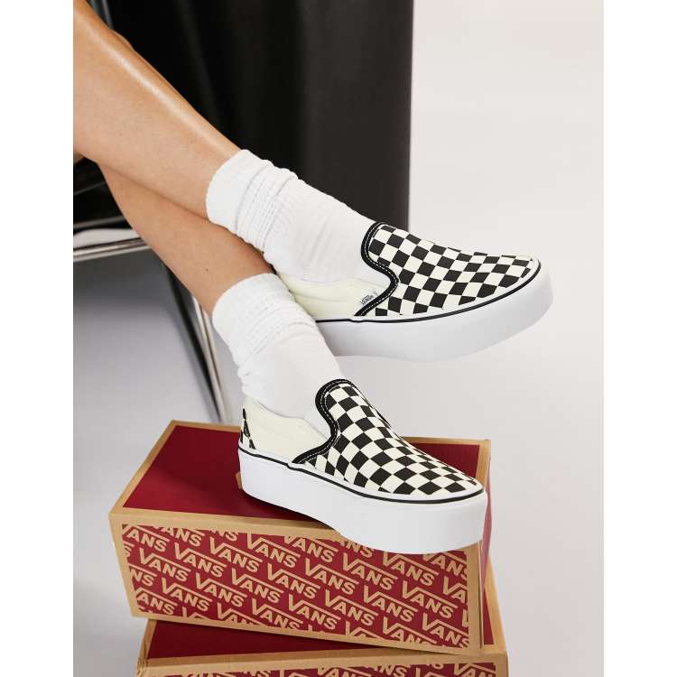 Briljant Document heelal Vans - Slip-On Stackform - Geblokte instappers met dikke zool in zwart met  wit | ASOS