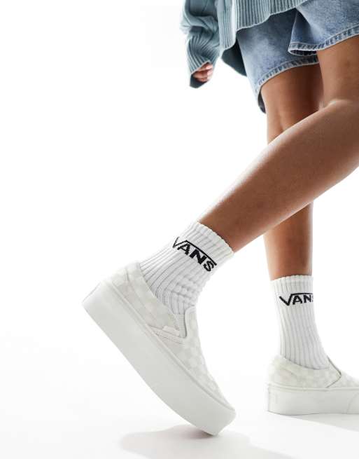 Vans Slip On Stackform in checkerboard white ASOS