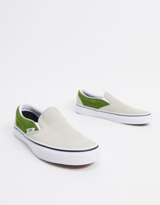vans slip on beige suede