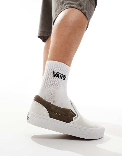 Slip on vans cream hot sale