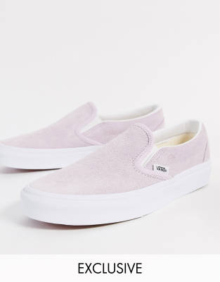 pink suede vans slip on