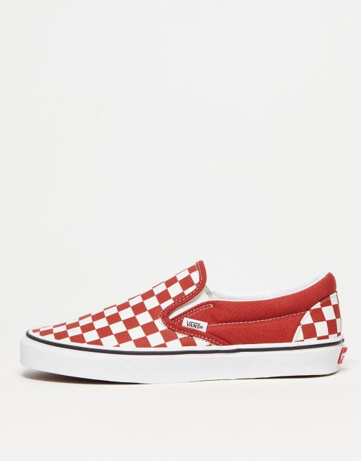 Vans red slip hot sale on checkerboard