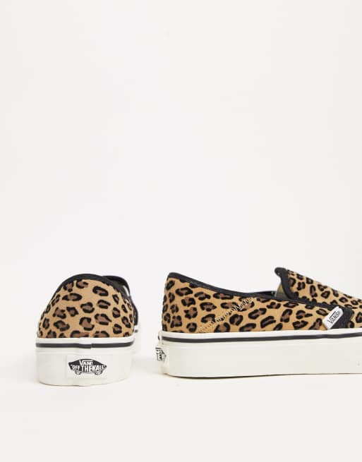 Vans mini outlet leopard slip on