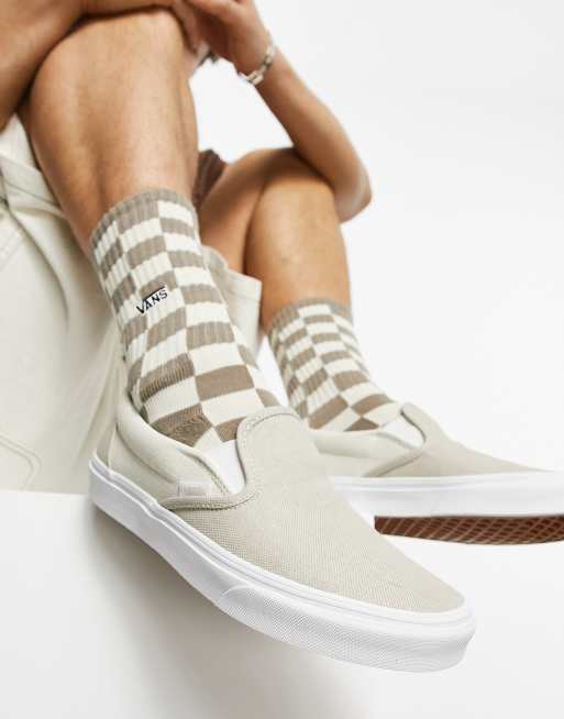 Vans Slip On trainers in off white linen