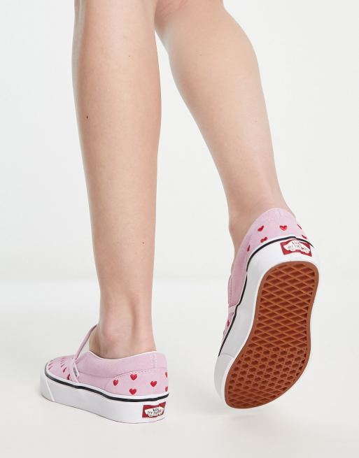 Pink Heart Slip On Vans, Slip On Vans