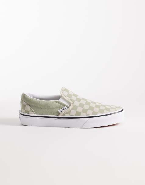 Vans Slip-On trainers in sage green checkerboard - view 1