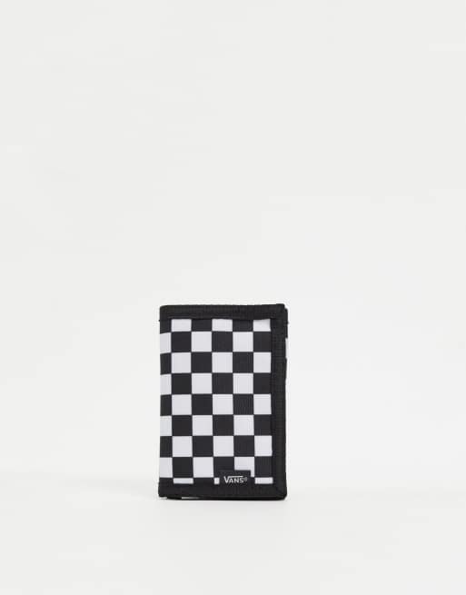 Vans Slipped checkerboard wallet in white and black