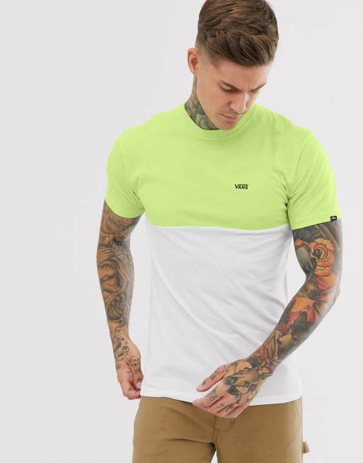 Vans small logo colour block t-shirt in neon green