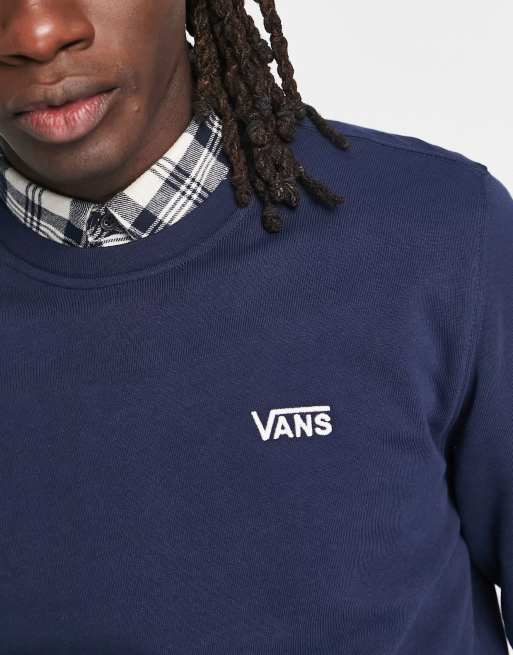 Vans Small Logo fleece sweatshirt in navy