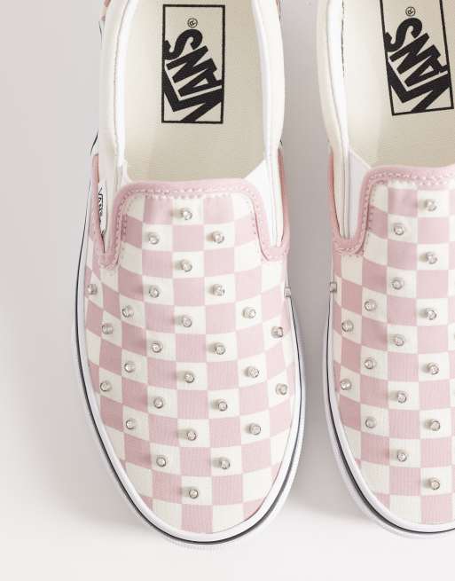 Vans – Sneaker zum Hineinschlüpfen in Rosa mit Schachbrettmuster und Strassdetails, 2 von 5