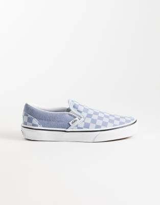 Sneaker zum Hineinschlüpfen mit Schachbrettmuster in Hellblau Blau 39