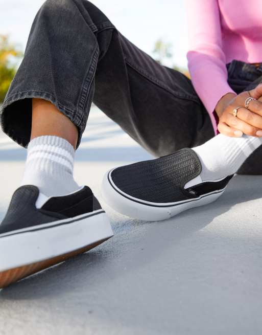 Vans pelle outlet nera slip on