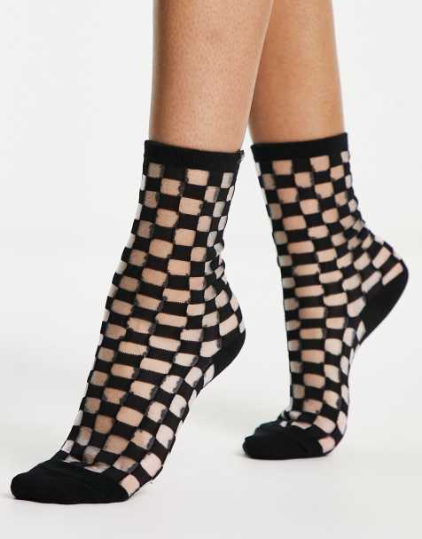 Vans – Socken in Schwarz mit transparentem Karomuster - view 1