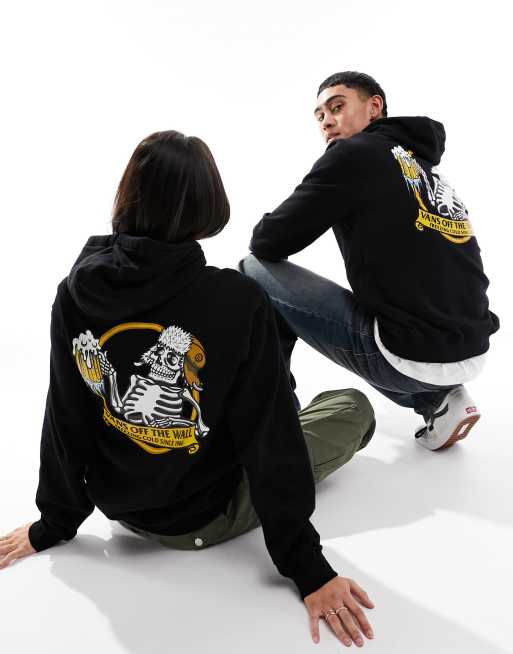 Vans - Sort hættetrøje med øl-skeletprint på ryggen, 2 af 4