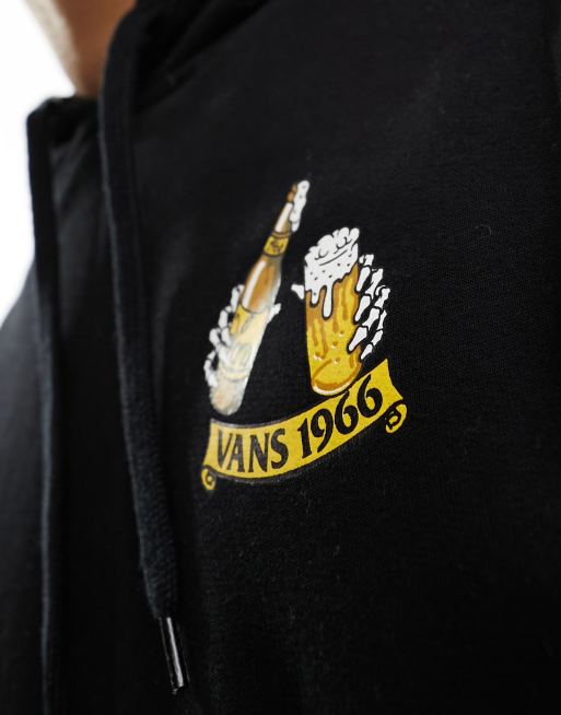 Vans - Sort hættetrøje med øl-skeletprint på ryggen, 4 af 4