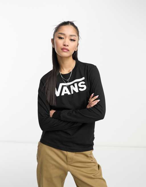Vans - Sort langærmet T-shirt med stort logo
